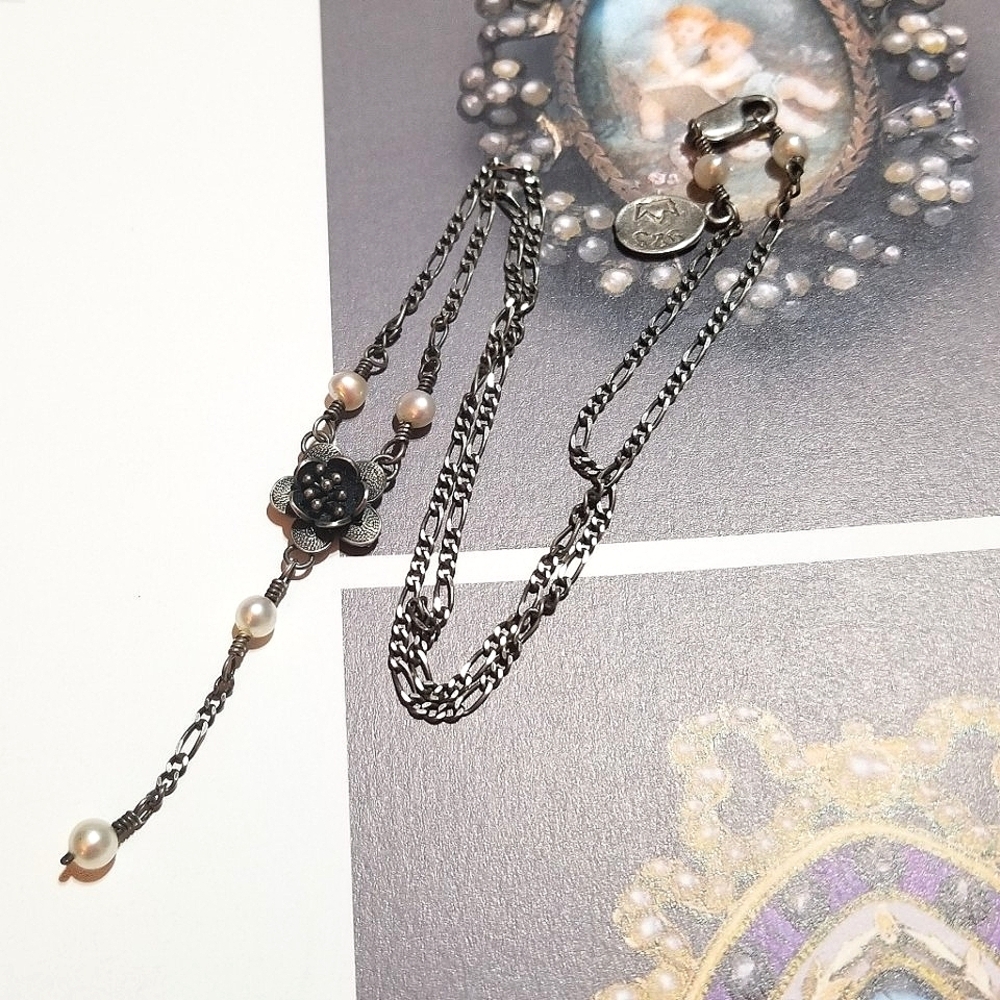 Designer Yvone Christa  Sterling Pearl Necklace Retired